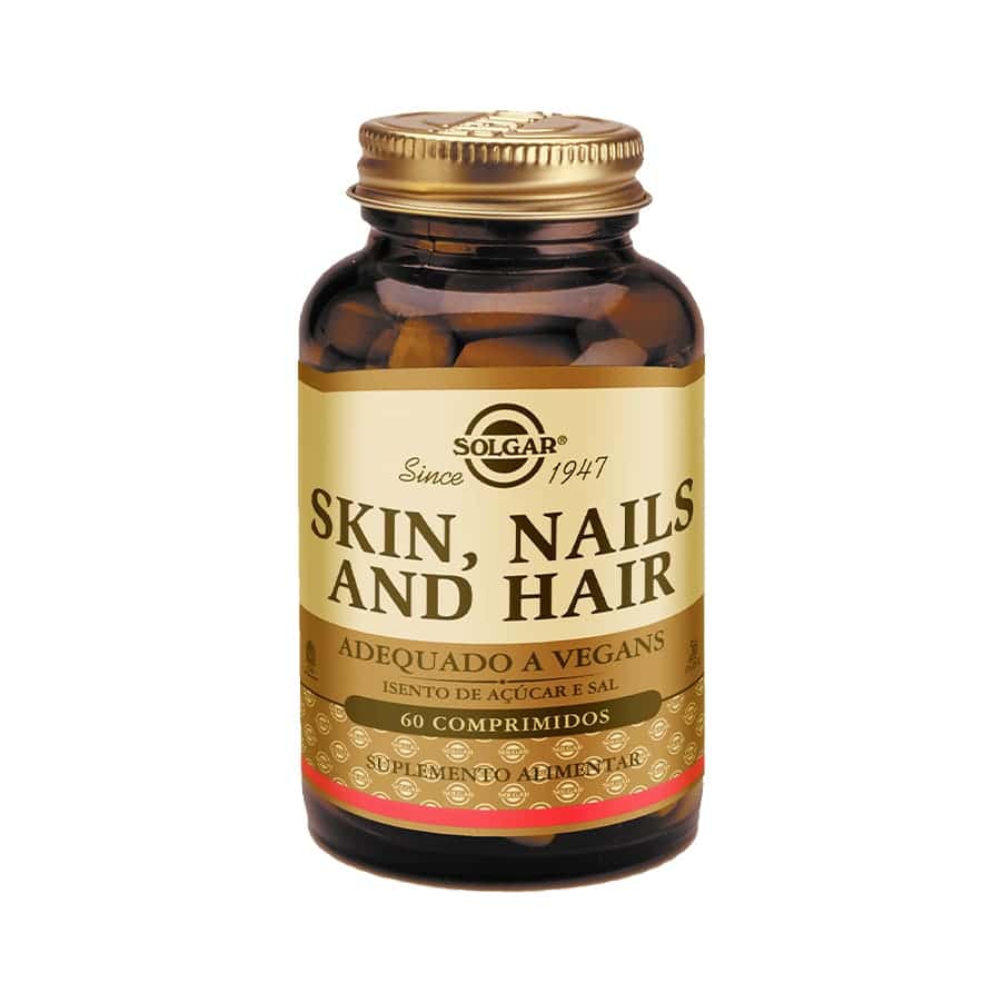 O suplemento Pele, Unhas e Cabelo da Solgar é indicado no aumento da resistência das unhas, na melhoria do estado da pele e no aumento da força e volume do cabelo.