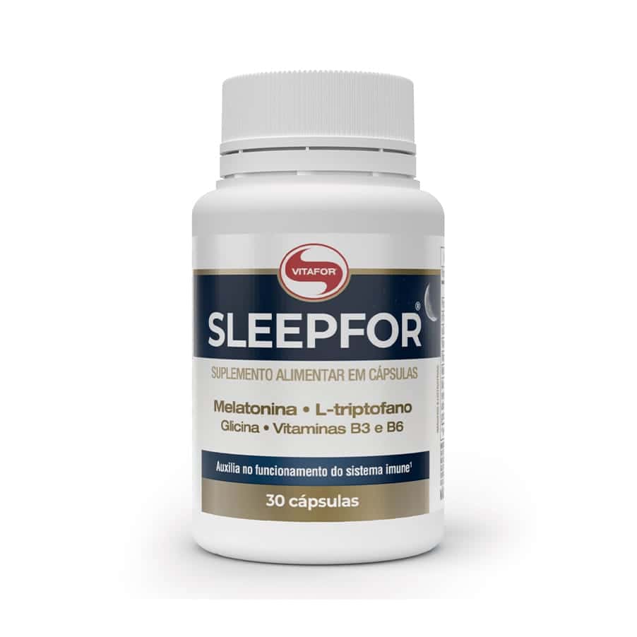 SLEEPFOR® Vitafor é um suplemento alimentar à base de Melatonina, L-Triptofano, Glicina, Vitaminas B3 e B6 que auxilia na qualidade do sono.