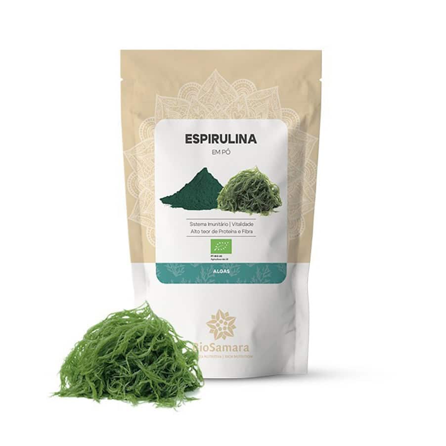 Espirulina em pó BioSamara 250gr, suplemento alimentar vegetal em formato pó
