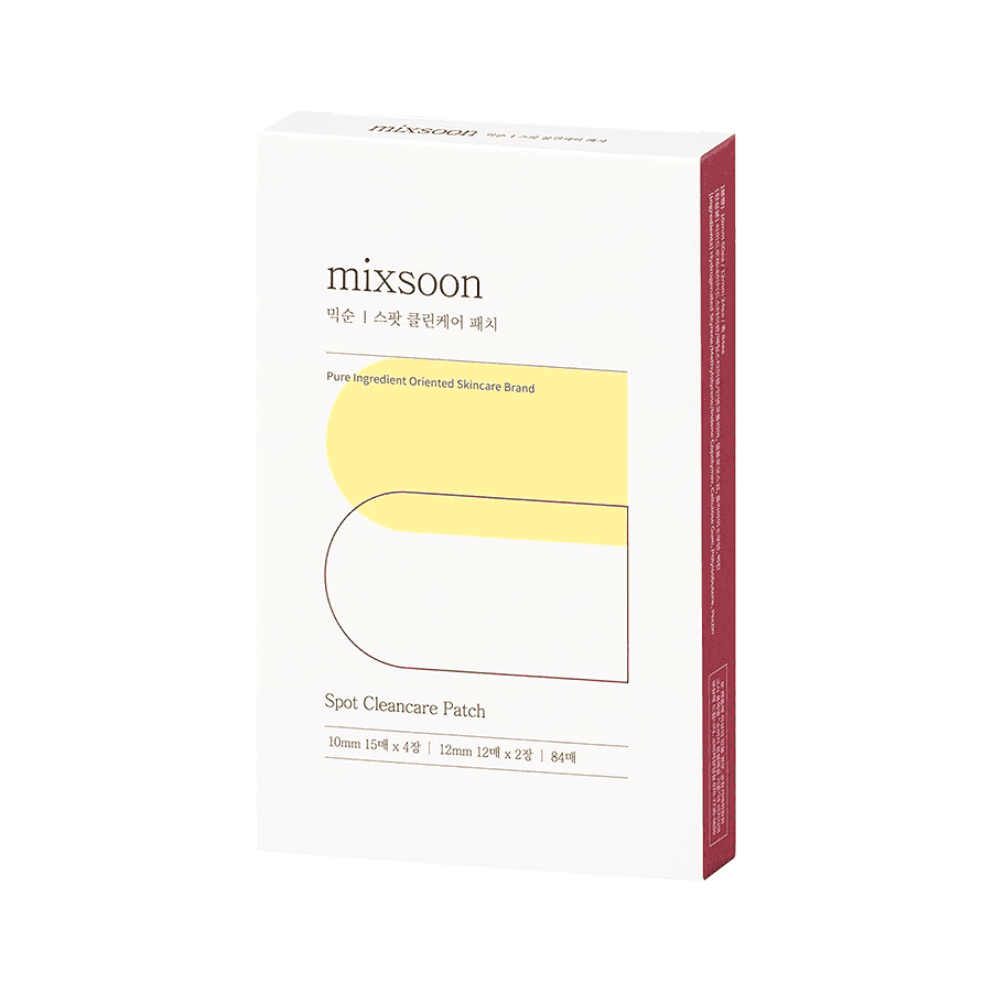 Adesivos Spot Clean Care Patch da Mixsoon para imperfeições, embalagem com 84 unidades em dois tamanhos.
