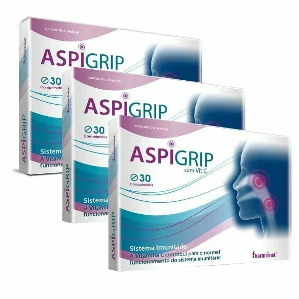 O Aspigrip 30 Comprimidos Fharmonat é um suplemento alimentar formulado com uma combinação de extratos naturais, vitaminas e minerais,.