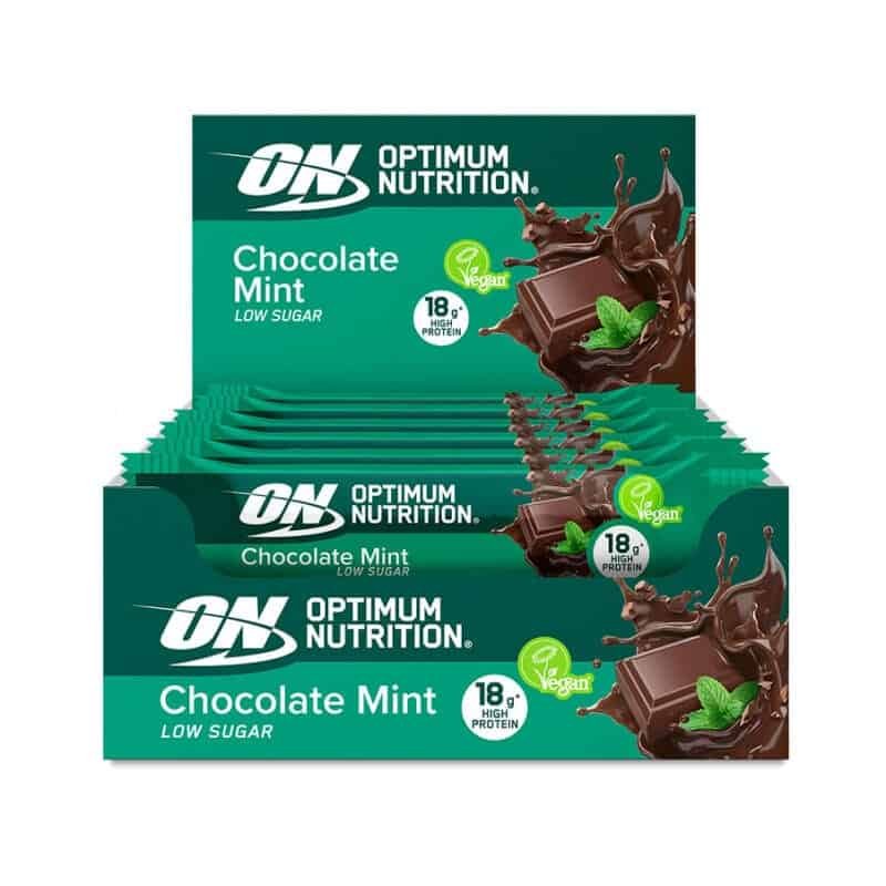 A Barra de Proteína Vegan Chocolate e Menta Optimum Nutrition é um snack proteico de origem vegetal, pensado para integrares numa rotina alimentar equilibrada.
