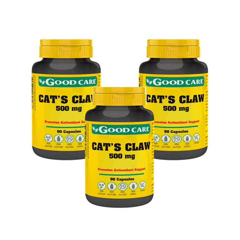 Cat’s Claw 500mg Pack 3 x 90 Cápsulas Good Care, suplemento alimentar de unha-de-gato.