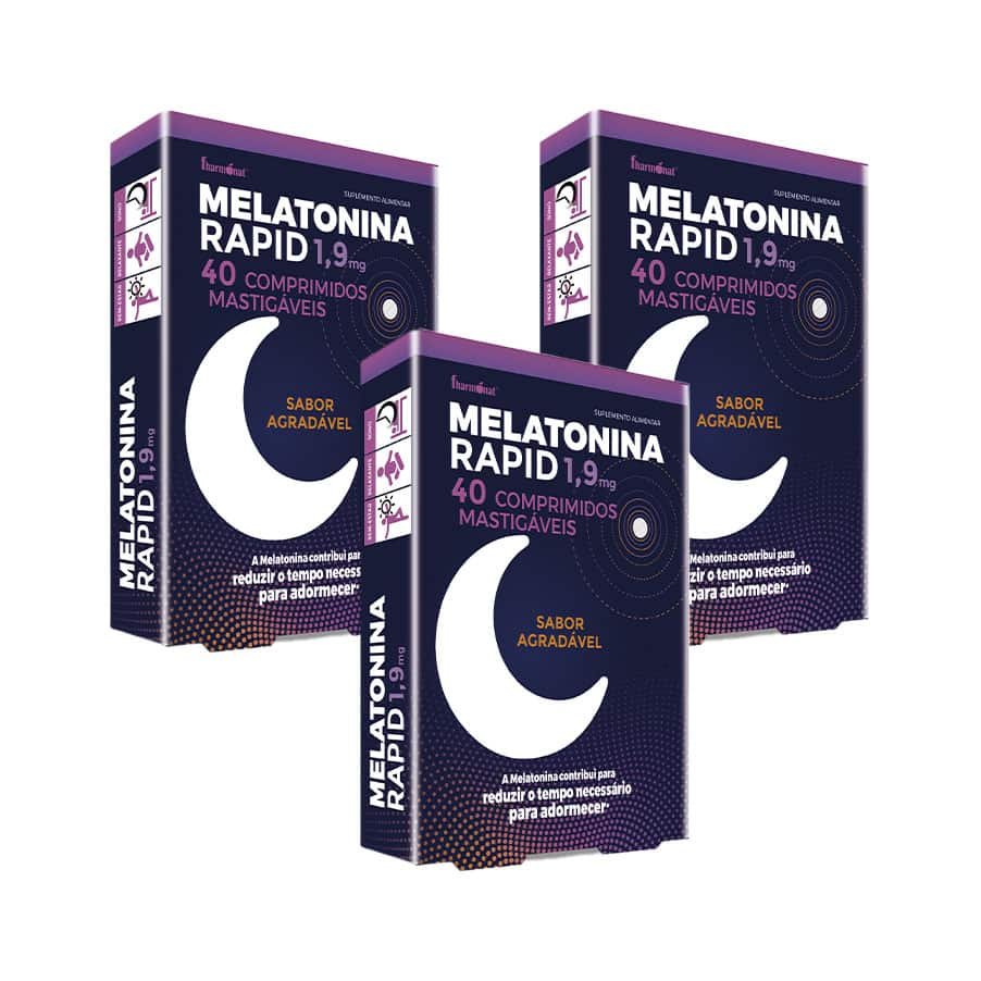 Melatonina Rapid 1,9mg 40 Comprimidos Fharmonat é um suplemento alimentar com melatonina, desenvolvido para apoiar a regulação do ciclo do sono.
