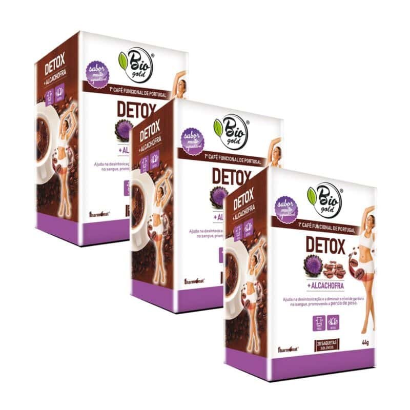 O Biogold Detox 20 Saquetas Fharmonat é um suplemento alimentar em saquetas solúveis, apresentado numa prática bebida com sabor a café.