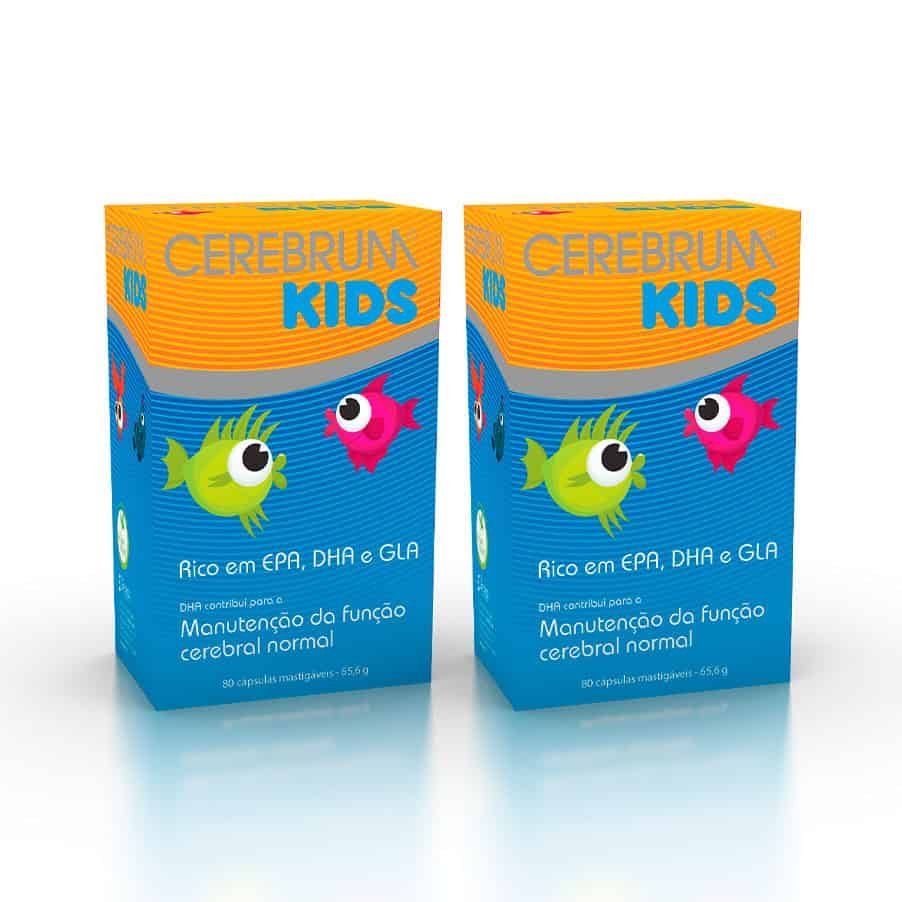 Cerebrum Kids Pack 2 Natiris com Omega-3, Omega-6, rico em EPA/DHA/GLA é formulado especialmente para apoiar as funções cerebrais.