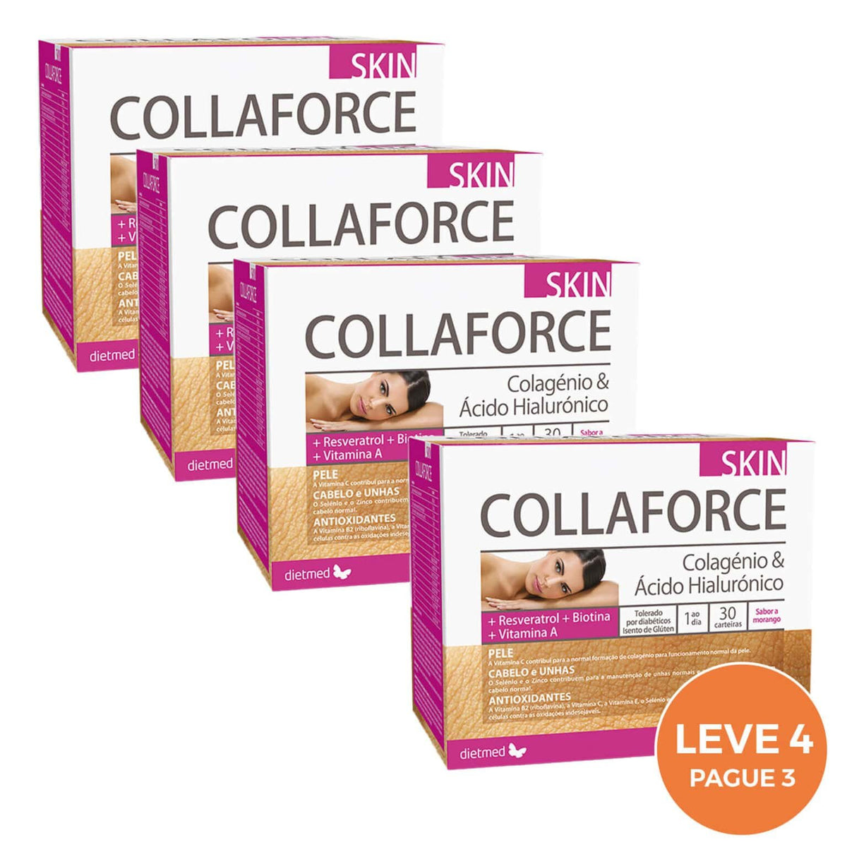 Collaforce Skin 30 Carteiras Dietmed é um suplemento alimentar desenvolvido para apoiar a saúde da pele e ajudar a manter a sua firmeza, elasticidade e hidratação.