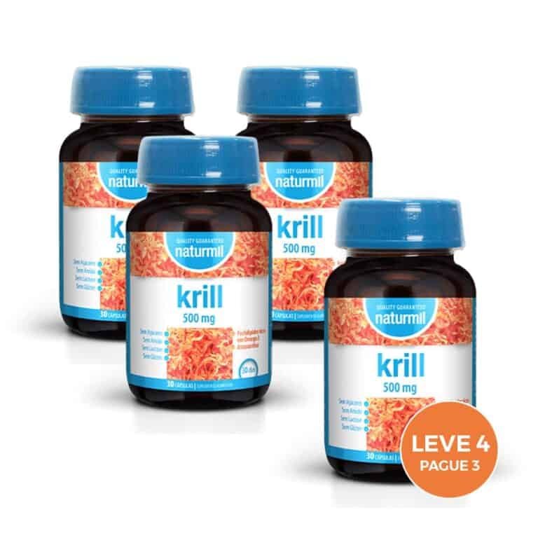 O Krill 500 mg Naturmil é um suplemento alimentar rico em ácidos gordos ómega-3 (EPA e DHA) provenientes do krill antártico.
