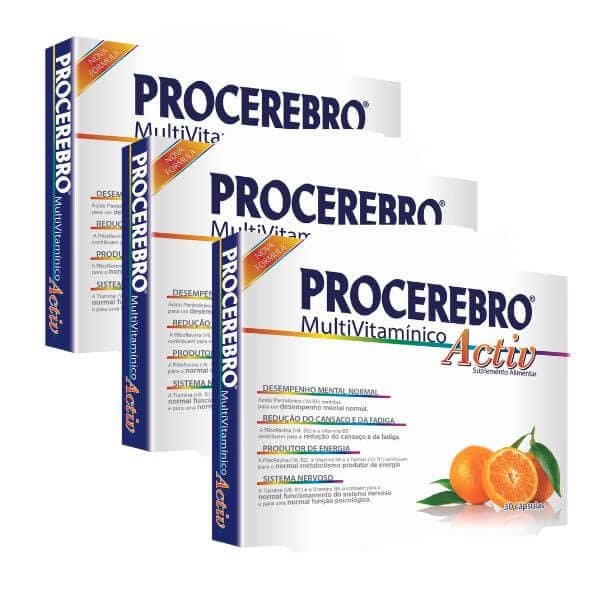 ProCérebro Multivitamínico Activ Pack 30 Cápsulas Fharmonat é um suplemento alimentar rico em vitaminas e minerais.