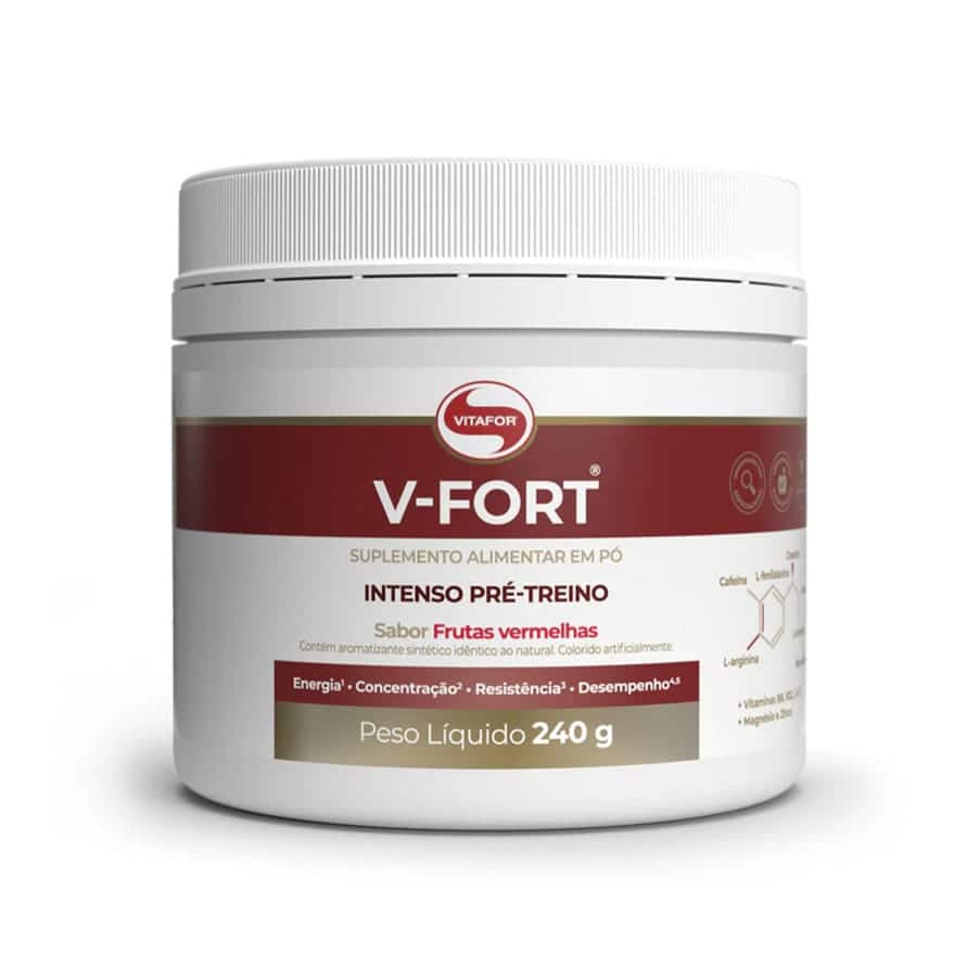 Suplemento alimentar em pó formulado para complementar a alimentação antes do exercício físico. A sua composição combina beta-alanina, creatina, L-carnitina, L-arginina e cafeína com vitaminas B6, B12, C e E, magnésio e zinco.