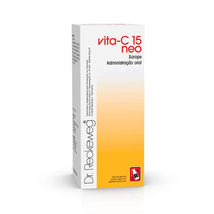 Vita-C 15 Neo Xarope 250ml Dr. Reckeweg em frasco com embalagem exterior.