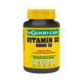 Vitamina D3 5000 IU Good Care em embalagem de 100 cápsulas.