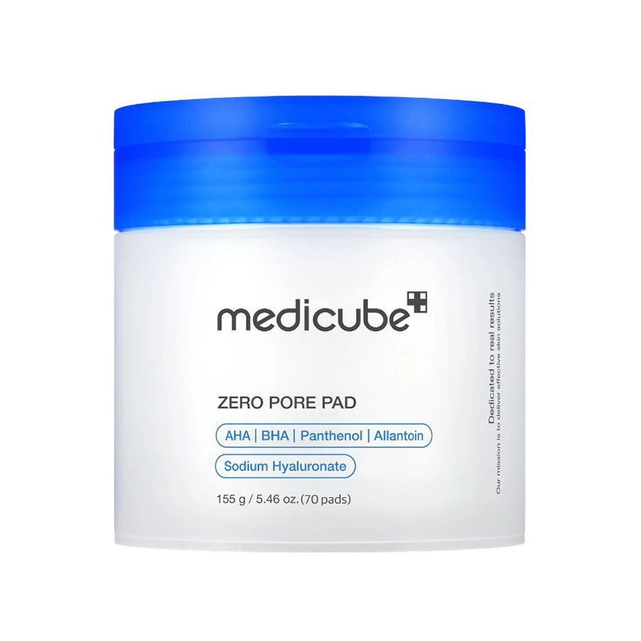 Zero Pore Pad Medicube, discos esfoliantes faciais com AHA e BHA em embalagem de 155 g.